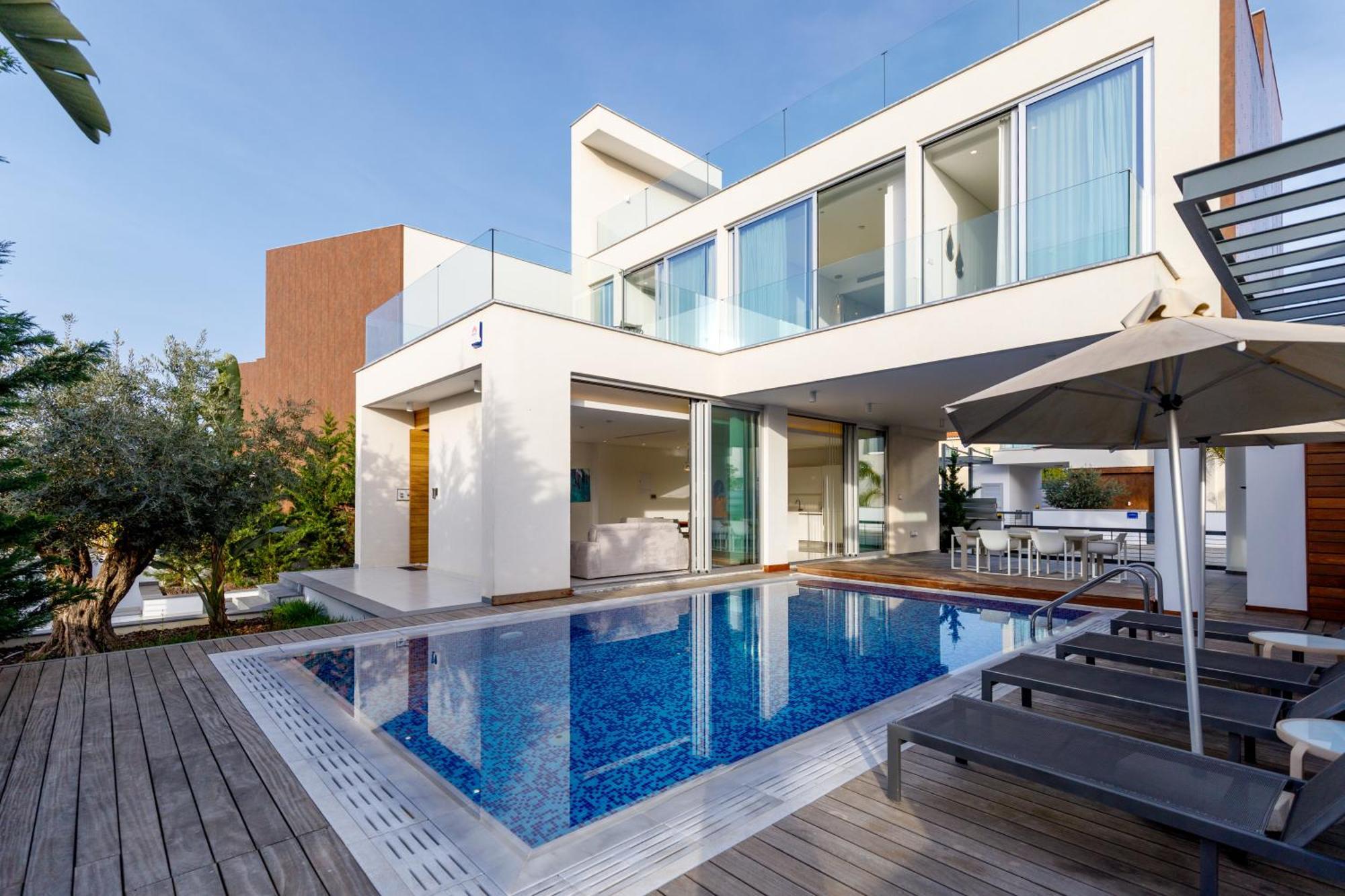 Seaview Luxury Villa Jacuzzi & Pool! 2 Min Beach Protaras Exterior foto