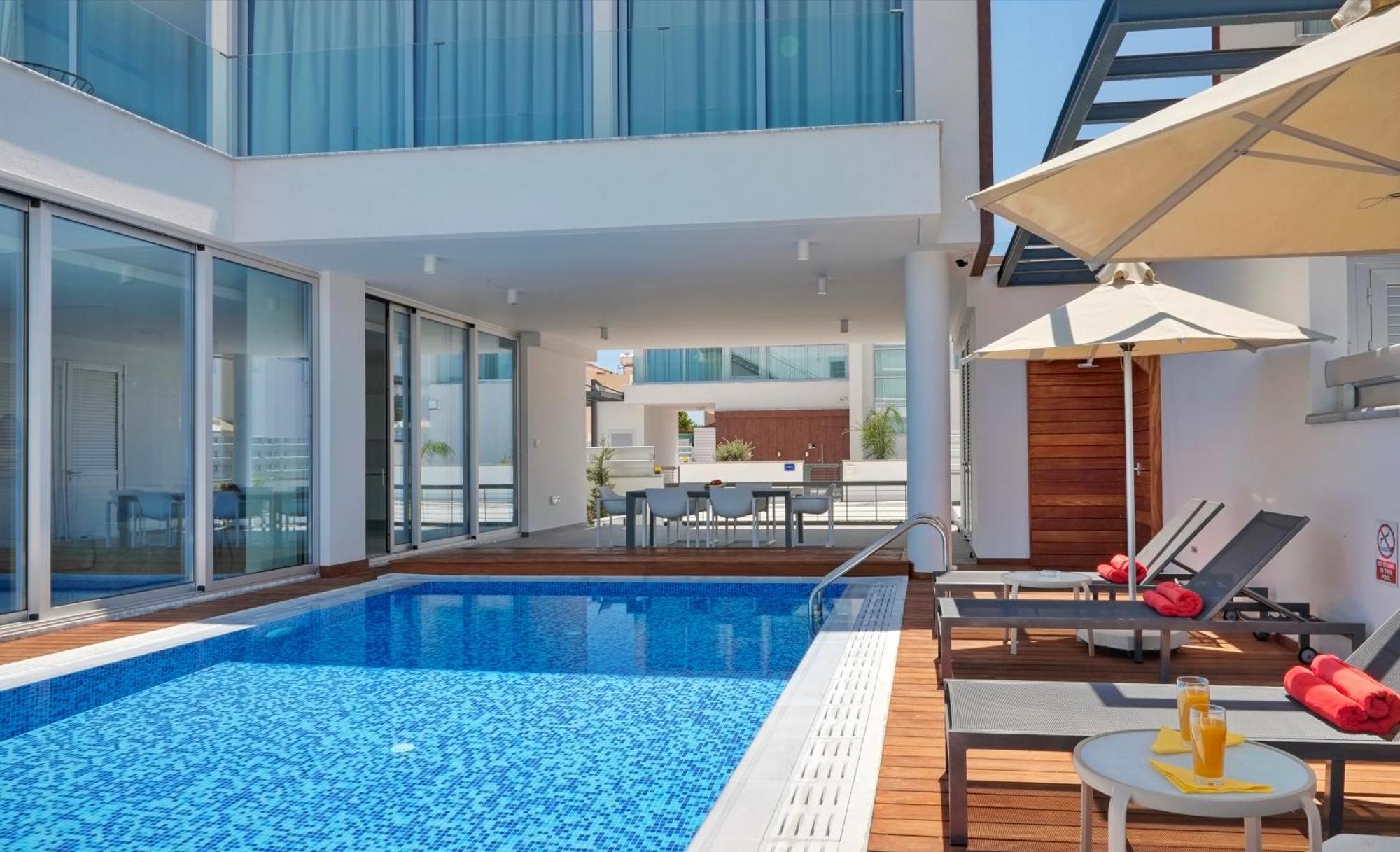 Seaview Luxury Villa Jacuzzi & Pool! 2 Min Beach Protaras Exterior foto